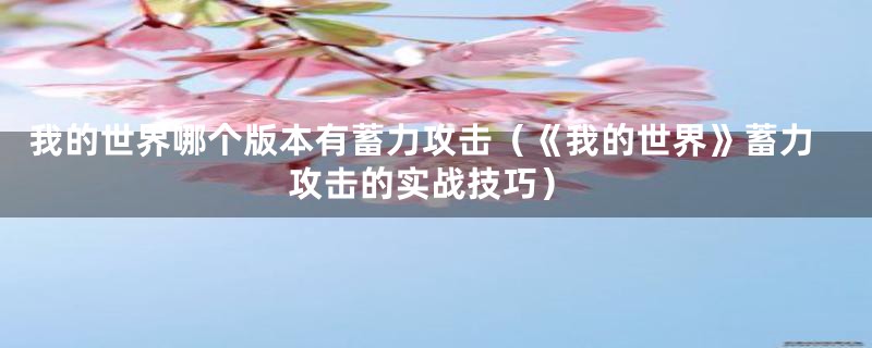 我的世界哪个版本有蓄力攻击（《我的世界》蓄力攻击的实战技巧）