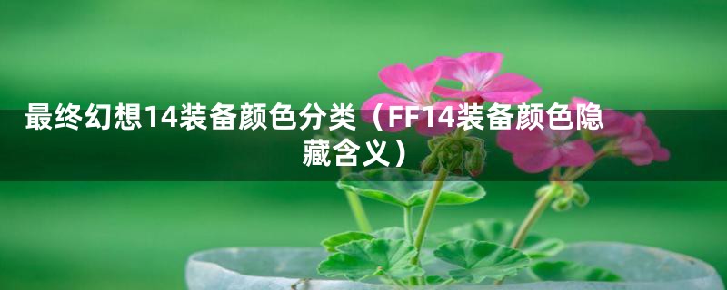 最终幻想14装备颜色分类(FF14装备颜色隐藏含义)