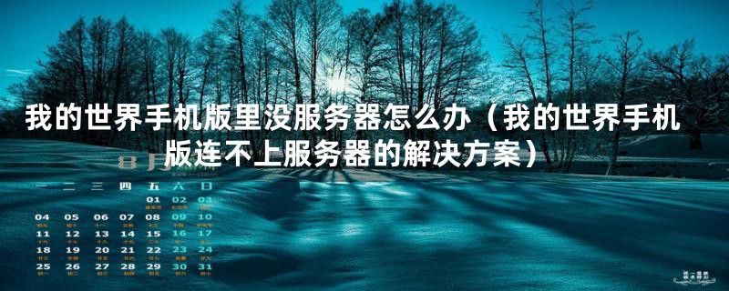我的世界手机版里没服务器怎么办(我的世界手机版连不上服务器的解决方案)