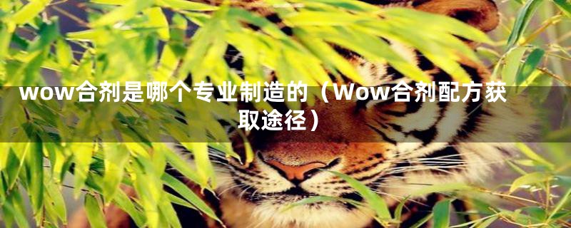 wow合剂是哪个专业制造的(Wow合剂配方获取途径)