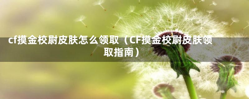 cf摸金校尉皮肤怎么领取（CF摸金校尉皮肤领取指南）