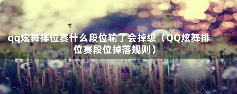 qq炫舞排位赛什么段位输了会掉级(QQ炫舞排位赛段位掉落规则)