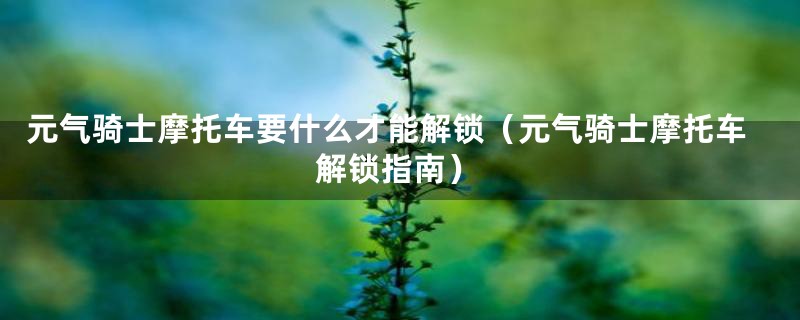 元气骑士摩托车要什么才能解锁(元气骑士摩托车解锁指南)