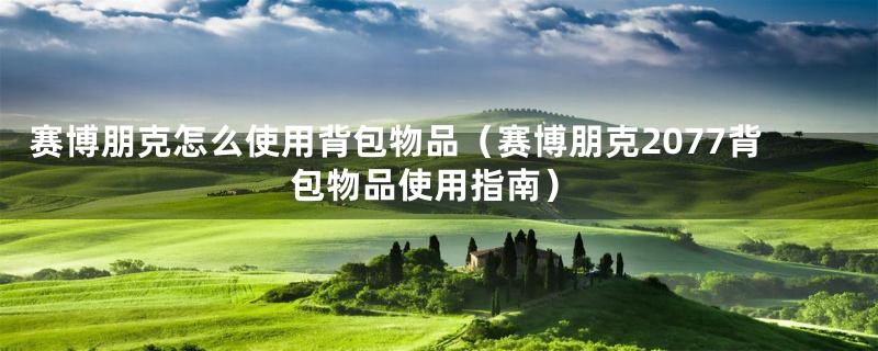 赛博朋克怎么使用背包物品(赛博朋克2077背包物品使用指南)