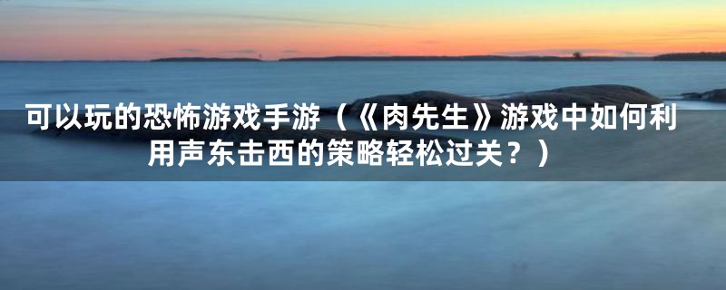可以玩的恐怖游戏手游(《肉先生》游戏中如何利用声东击西的策略轻松过关?)