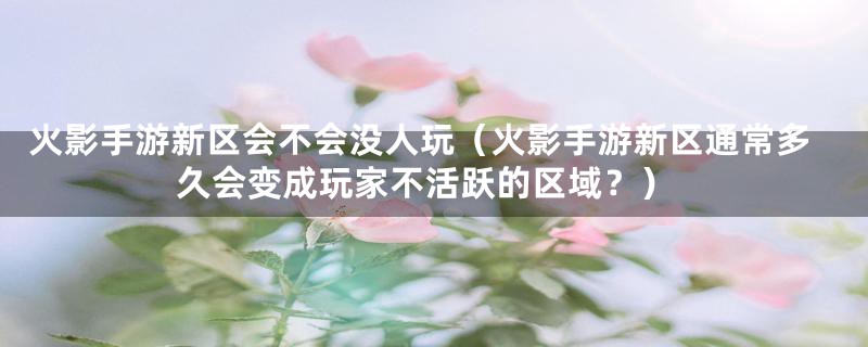 火影手游新区会不会没人玩(火影手游新区通常多久会变成玩家不活跃的区域?)