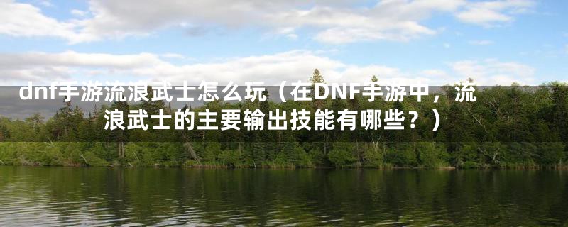 dnf手游流浪武士怎么玩（在DNF手游中，流浪武士的主要输出技能有哪些？）