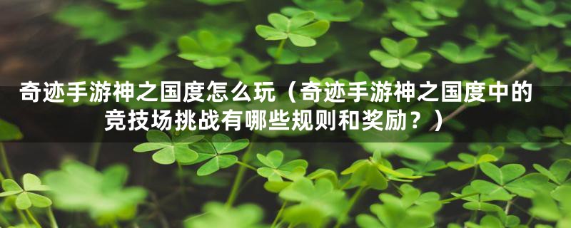 奇迹手游神之国度怎么玩(奇迹手游神之国度中的竞技场挑战有哪些规则和奖励?)