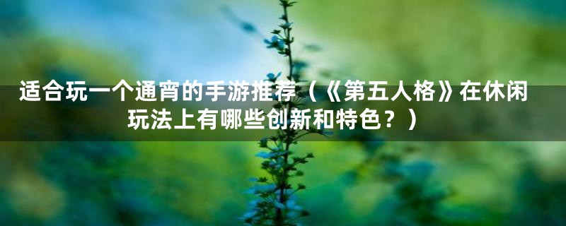 适合玩一个通宵的手游推荐（《第五人格》在休闲玩法上有哪些创新和特色？）