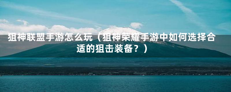 狙神联盟手游怎么玩(狙神荣耀手游中如何选择合适的狙击装备?)
