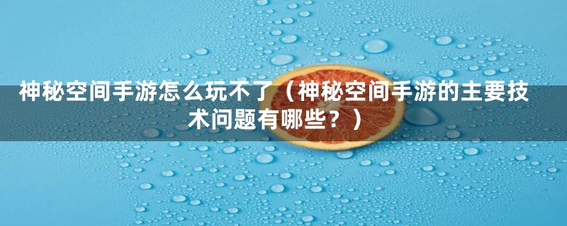 神秘空间手游怎么玩不了(神秘空间手游的主要技术问题有哪些?)