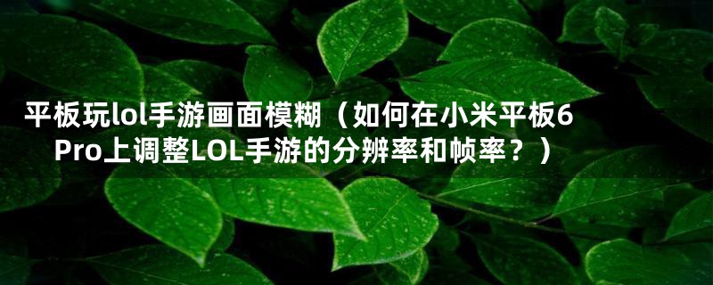 平板玩lol手游画面模糊(如何在小米平板6 Pro上调整LOL手游的分辨率和帧率?)
