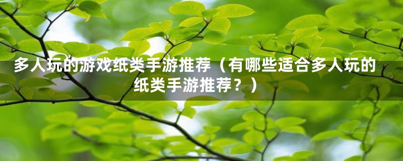 多人玩的游戏纸类手游推荐（有哪些适合多人玩的纸类手游推荐？）