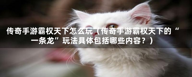 传奇手游霸权天下怎么玩（传奇手游霸权天下的“一条龙”玩法具体包括哪些内容？）