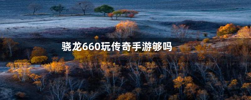 骁龙660玩传奇手游够吗