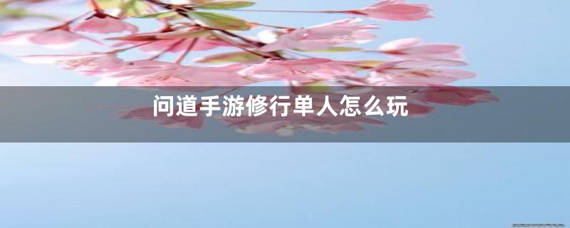 问道手游修行单人怎么玩