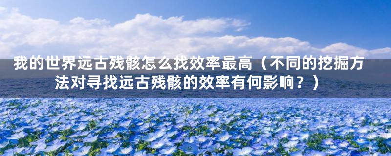 我的世界远古残骸怎么找效率最高（不同的挖掘方法对寻找远古残骸的效率有何影响？）