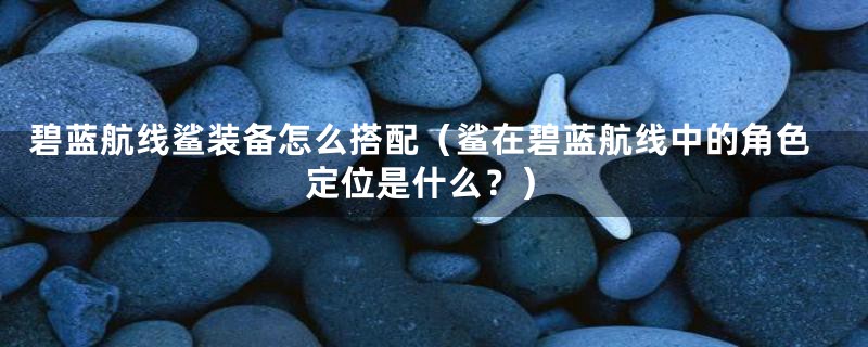 碧蓝航线鲨装备怎么搭配（鲨在碧蓝航线中的角色定位是什么？）