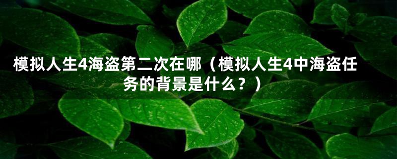 模拟人生4海盗第二次在哪(模拟人生4中海盗任务的背景是什么?)
