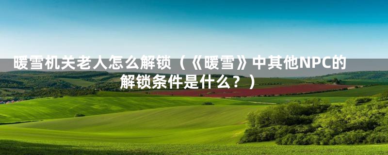 暖雪机关老人怎么解锁(《暖雪》中其他NPC的解锁条件是什么?)