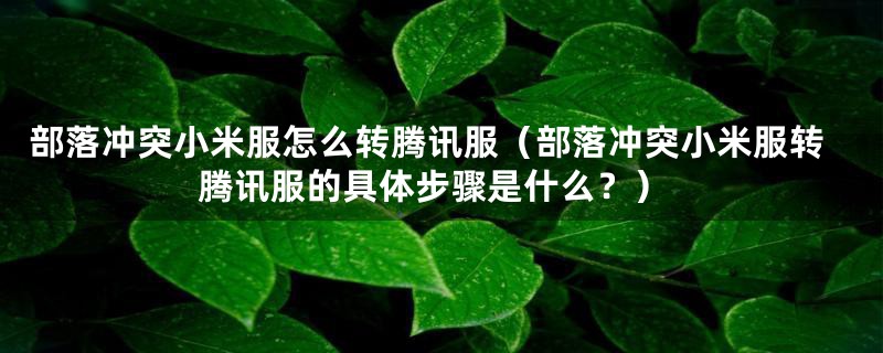 部落冲突小米服怎么转腾讯服(部落冲突小米服转腾讯服的具体步骤是什么?)