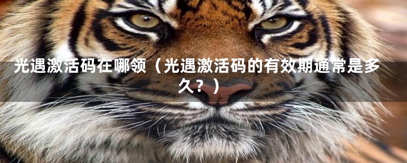 光遇激活码在哪领(光遇激活码的有效期通常是多久?)