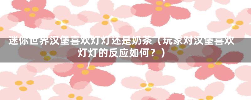 迷你世界汉堡喜欢灯灯还是奶茶(玩家对汉堡喜欢灯灯的反应如何?)