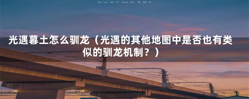光遇暮土怎么驯龙(光遇的其他地图中是否也有类似的驯龙机制?)