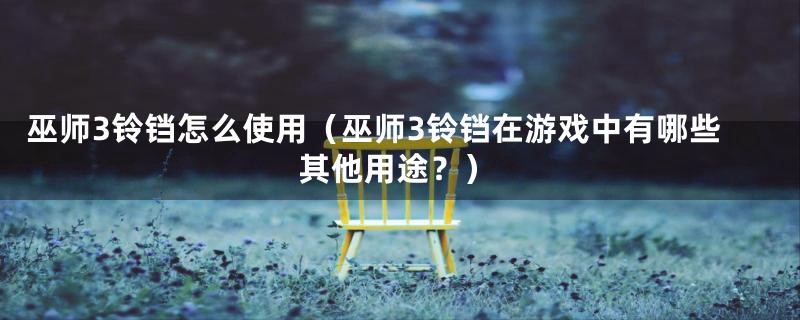 巫师3铃铛怎么使用(巫师3铃铛在游戏中有哪些其他用途?)