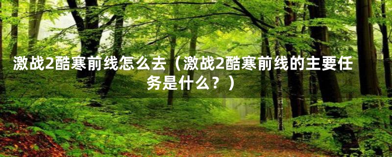 激战2酷寒前线怎么去(激战2酷寒前线的主要任务是什么?)