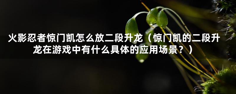 火影忍者惊门凯怎么放二段升龙(惊门凯的二段升龙在游戏中有什么具体的应用场景?)