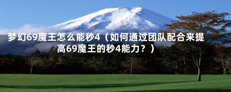 梦幻69魔王怎么能秒4(如何通过团队配合来提高69魔王的秒4能力?)