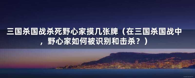 三国杀国战杀死野心家摸几张牌(在三国杀国战中,野心家如何被识别和击杀?)