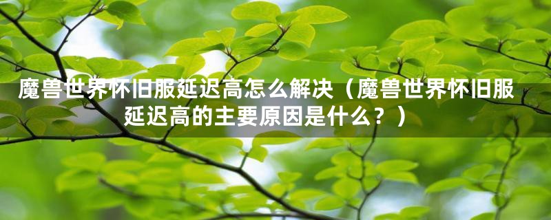 魔兽世界怀旧服延迟高怎么解决(魔兽世界怀旧服延迟高的主要原因是什么?)