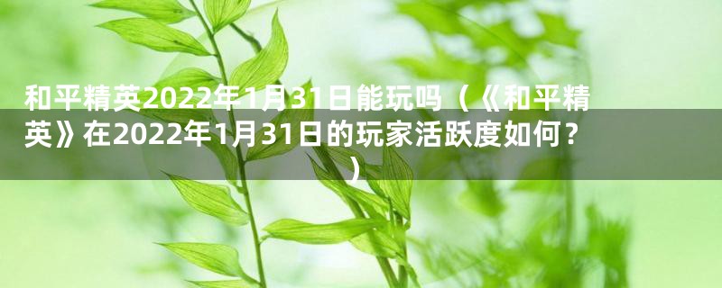 和平精英2022年1月31日能玩吗(《和平精英》在2022年1月31日的玩家活跃度如何?)