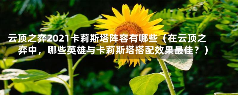 云顶之弈2021卡莉斯塔阵容有哪些（在云顶之弈中，哪些英雄与卡莉斯塔搭配效果最佳？）