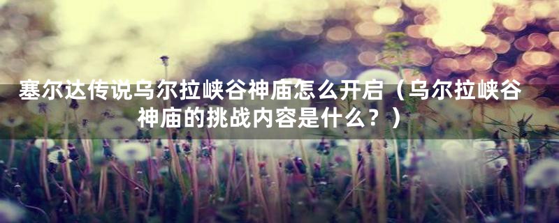 塞尔达传说乌尔拉峡谷神庙怎么开启(乌尔拉峡谷神庙的挑战内容是什么?)