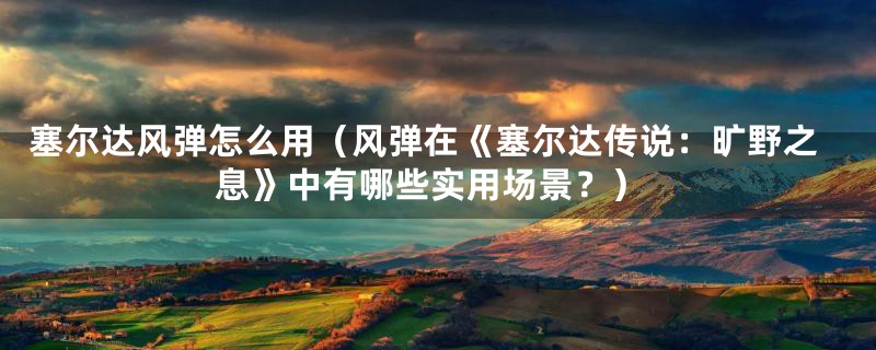 塞尔达风弹怎么用(风弹在《塞尔达传说:旷野之息》中有哪些实用场景?)
