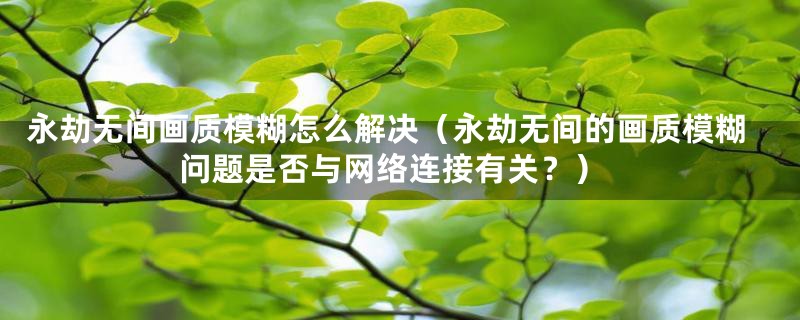 永劫无间画质模糊怎么解决(永劫无间的画质模糊问题是否与网络连接有关?)