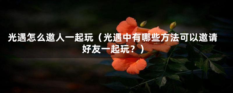 光遇怎么邀人一起玩（光遇中有哪些方法可以邀请好友一起玩？）