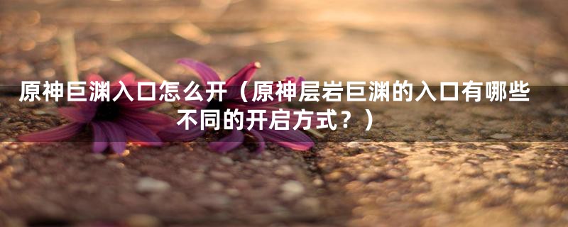 原神巨渊入口怎么开（原神层岩巨渊的入口有哪些不同的开启方式？）