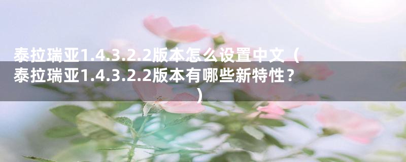 泰拉瑞亚1.4.3.2.2版本怎么设置中文（泰拉瑞亚1.4.3.2.2版本有哪些新特性？）
