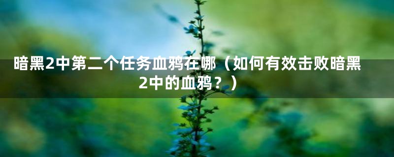 暗黑2中第二个任务血鸦在哪(如何有效击败暗黑2中的血鸦?)