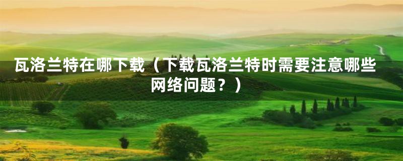 瓦洛兰特在哪下载(下载瓦洛兰特时需要注意哪些网络问题?)
