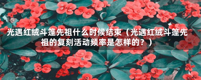 光遇红绒斗篷先祖什么时候结束（光遇红绒斗篷先祖的复刻活动频率是怎样的？）