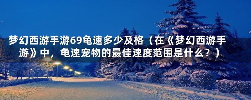 梦幻西游手游69龟速多少及格（在《梦幻西游手游》中，龟速宠物的最佳速度范围是什么？）