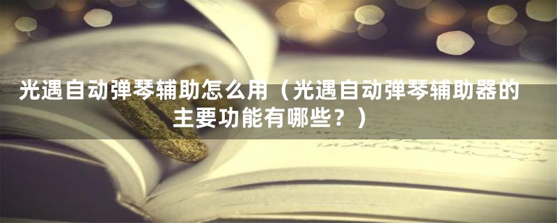 光遇自动弹琴辅助怎么用（光遇自动弹琴辅助器的主要功能有哪些？）