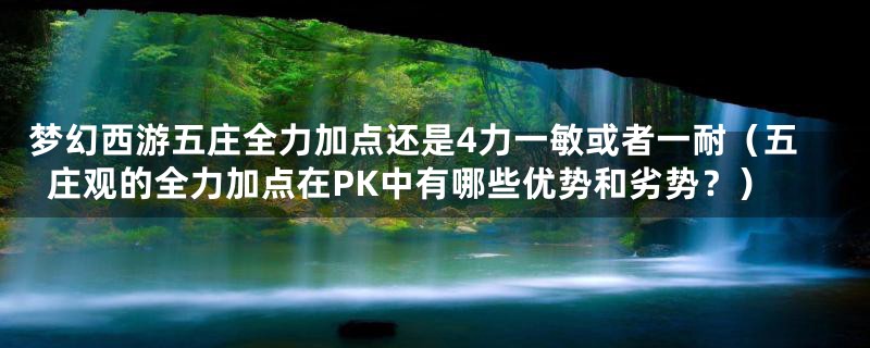 梦幻西游五庄全力加点还是4力一敏或者一耐(五庄观的全力加点在PK中有哪些优势和劣势?)