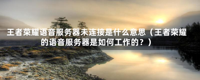 王者荣耀语音服务器未连接是什么意思(王者荣耀的语音服务器是如何工作的?)