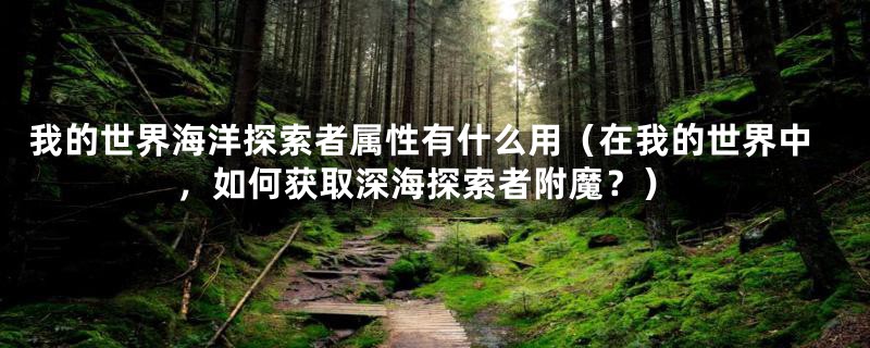 我的世界海洋探索者属性有什么用(在我的世界中,如何获取深海探索者附魔?)